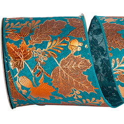 Turquoise Fall Leaf Ribbon