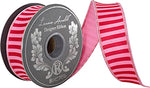 1.5"X10YDS Pink&Red Bar Striped Dupioni Deluxe Backed Wired Ribbon