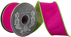 2.5"X10YDS Lime&Fuchsia Dupioni Reversal Deluxe Backed Wired Edge Ribbon