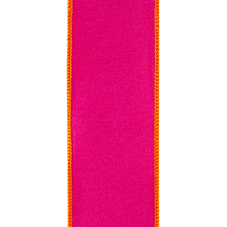 2.5"X10YDS Orange&Fuchsia Dupioni Reversal Deluxe Backed Wired Edge Ribbon