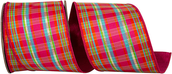 4"X10YDS Festive Stripes Wired Edge Ribbon