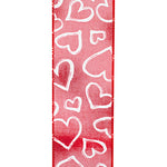 2.5"x10YDS Heart Outlines Iridescent Sparkle Wired Edge Ribbon
