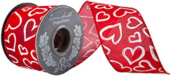 2.5"x10YDS Heart Outlines Iridescent Sparkle Wired Edge Ribbon