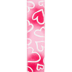 1.5"x10YDS Heart Outlines Iridescent Sparkle Wired Edge Ribbon