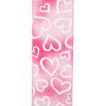 2.5"x10YDS Heart Outlines Iridescent Sparkle Wired Edge Ribbon