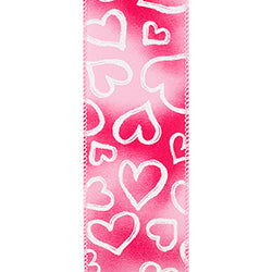 2.5"x10YDS Heart Outlines Iridescent Sparkle Wired Edge Ribbon