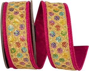 1.5"X5YDS Metallic Regal Splendor Deluxe Backed Wired Edge Ribbon