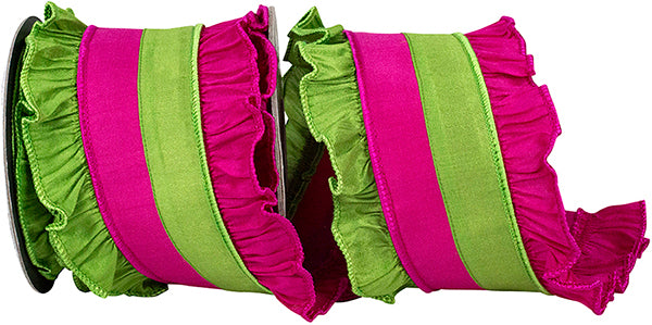 4"X5YDS Ruffle Festivity Deluxe Dupioni Wired Edge Ribbon