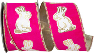 2.5"X10YDS Gilded Bunny Deluxe Metallic Backed Wired Edge Ribbon