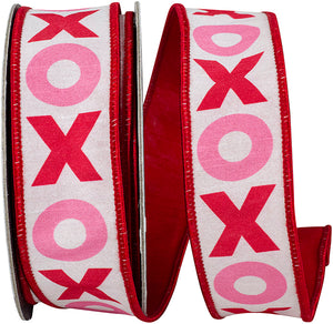 1.5"X10YDS XO Hugs&Kisses Dupioni Backed Wired Edge Ribbon