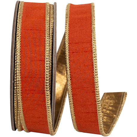 1 inch x 10 yards Dupioni Shimmer Copper Wired Ribbon