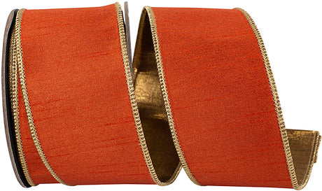 2.5x10yd Dupioni Shimmer Copper Wired Ribbon