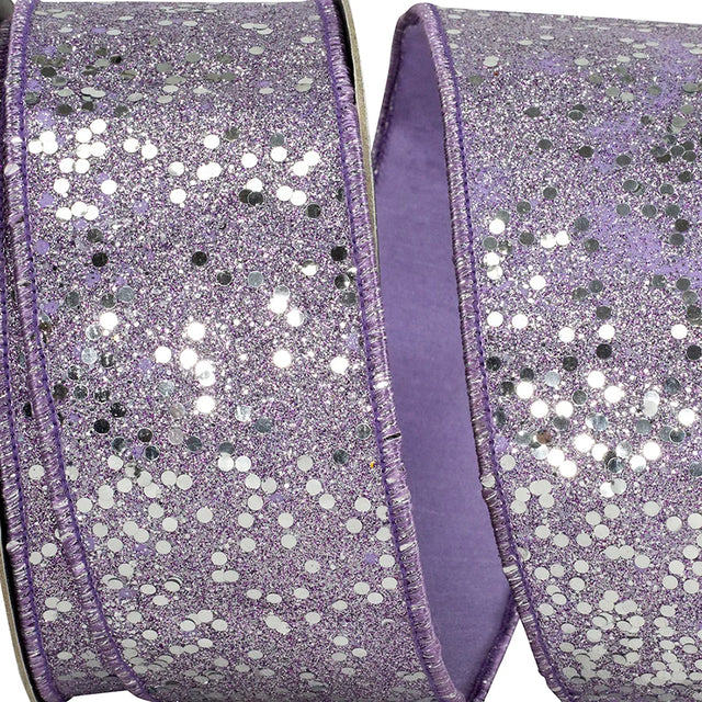 2.5" x 10 YDS Lavender Disco Glittered Sequin Ribbon