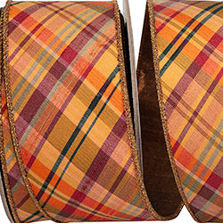 2.5 inch X 10 yards Tierra Tonal Diagonal Plaid Wired Ribbon