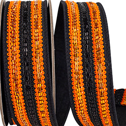 1.5 inchx 5 yards Trimming Lines Deluxe Wired Ribbon, Black & Orange