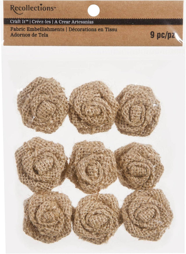 1.5" Burlap Rose Embellishments | Pack of 9