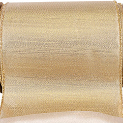 4 inchx 25Yd Gold Metallic Texture Shine Commercial Wired Ribbon