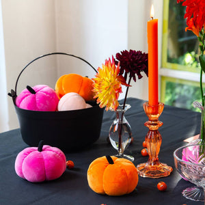 6.3" Orange Glass Candlestick Holder