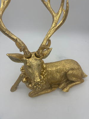 22.5" Gold Deer Laying with Wreath