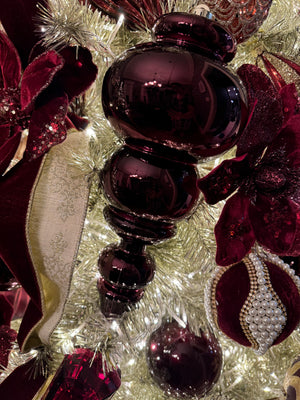 14" Burgundy Shiny Finial Ornament