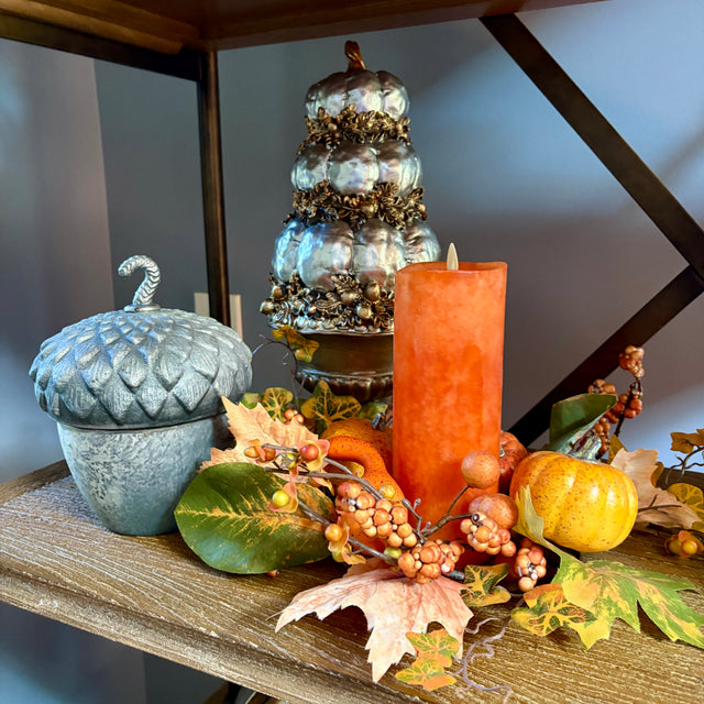 15.25" Silver Resin 3 Stack Pumpkins in Urn