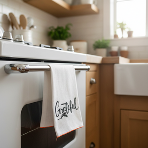 18" Grateful Embroidered Kitchen Towel