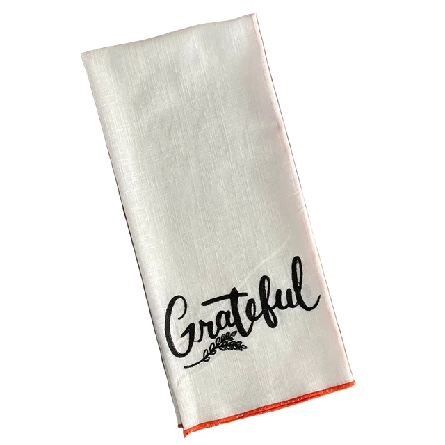 18" Grateful Embroidered Kitchen Towel