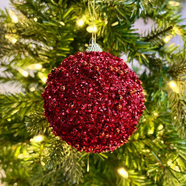 4" Dazzling Sequin/Bead Ball | Red