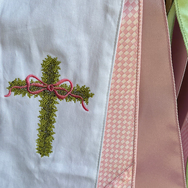 20" Preserved Boxwood Wreath with Easter Cross Sash