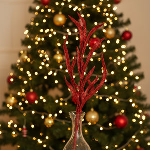 28" Red Glitter/Sequin Blade Grass Spray
