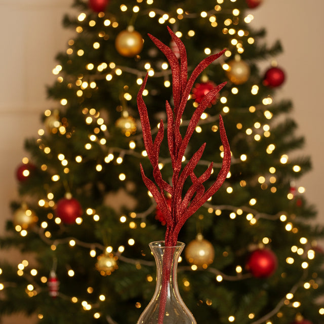 28" Red Glitter/Sequin Blade Grass Spray