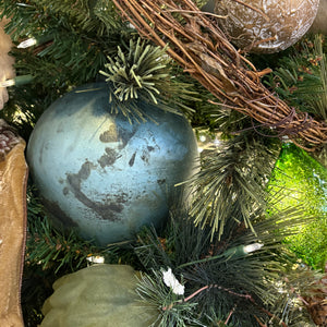 8" Antique Rustic Ball Ornament | Available in Green or Brown