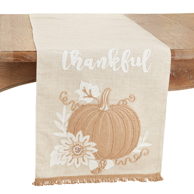 16"x70" Thankful Pumpkin Runner | Natural, White