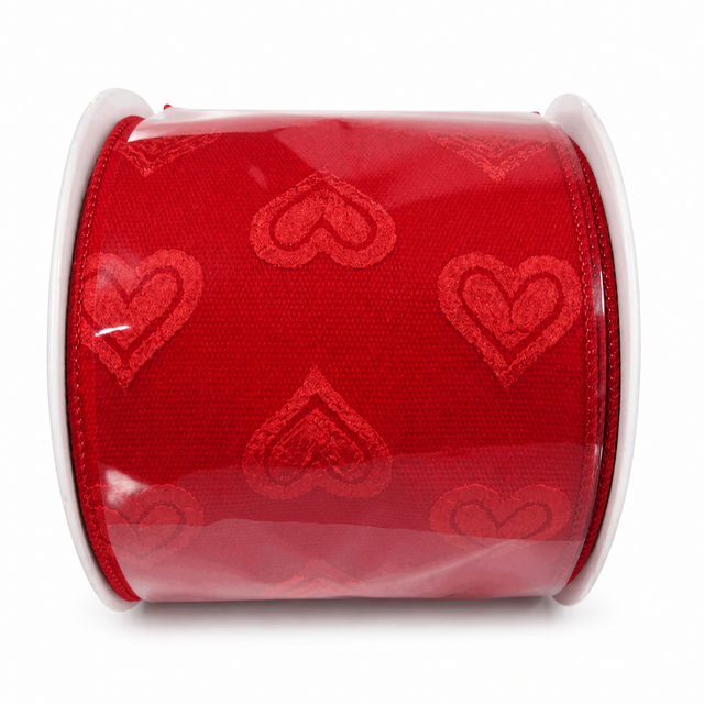 4" x 10yd Red Valentine’s Day Hearts Ribbon