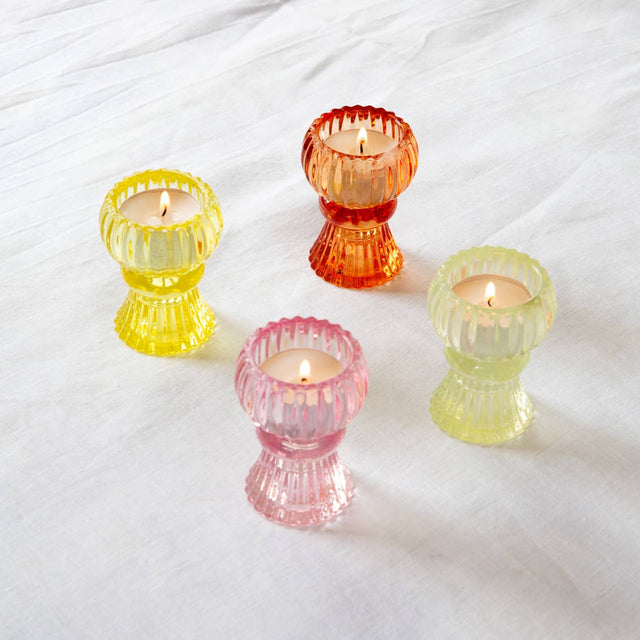 3" Orange Glass Candle Holder