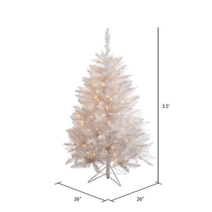 3.5' White Sparkle Spruce Small Tree | Clear Dura-lit Incandescent Lights