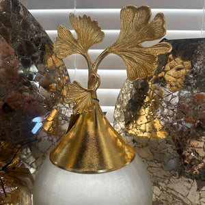 13" Glass Jar with Gold Gingko lid