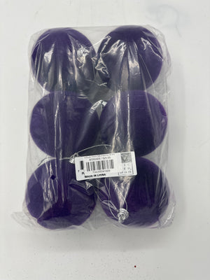 4" Purple Flocked Ball Ornaments |Set of 6