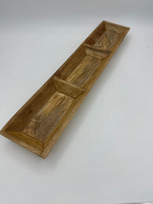 30" Wooden 3 Compartment Dough Bowl
