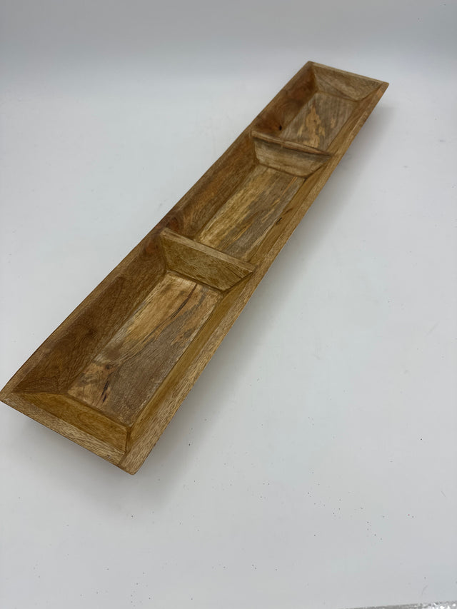 30" Wooden 3 Compartment Dough Bowl