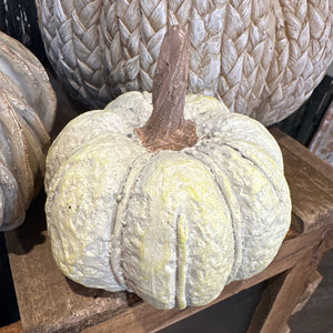 3.75” Decorative Pumpkin | Cream Resin Pumpkin Accent