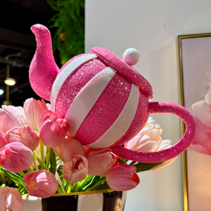 18" x 10" Pink & White Tea Pot Pick
