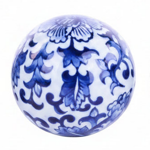 4" Blue & White Chinoiserie Porcelain Ball | Three Styles Available