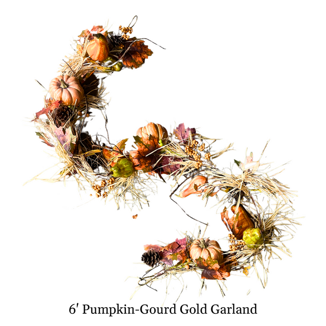 6' Pumpkin-Gourd Gold Garland