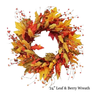 24" Leaf & Berry Wreath