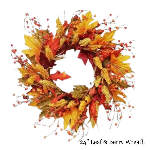 24" Yellow Rose and Foliage Wreath