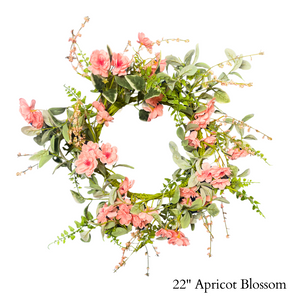 22" Apricot Blossom Designer Wreath
