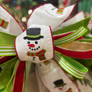 Dapper Snowman Christmas Bow | 20" Handtied Designer Bow