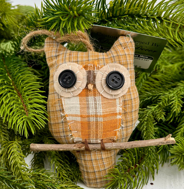 5.5" Plaid Owl Ornament | Set of 3