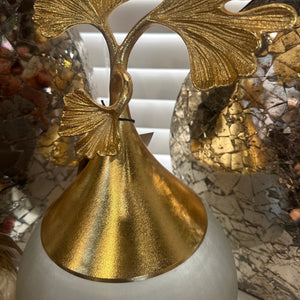 13" Glass Jar with Gold Gingko lid